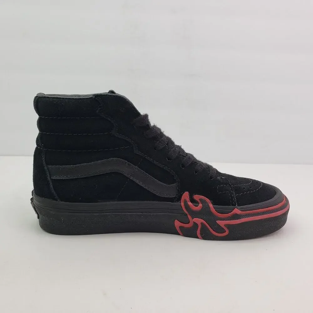 Vans Sk8 Hi Flame Womens Size 5 Mens Sz 3.5 Black Suede Sneaker Shoes